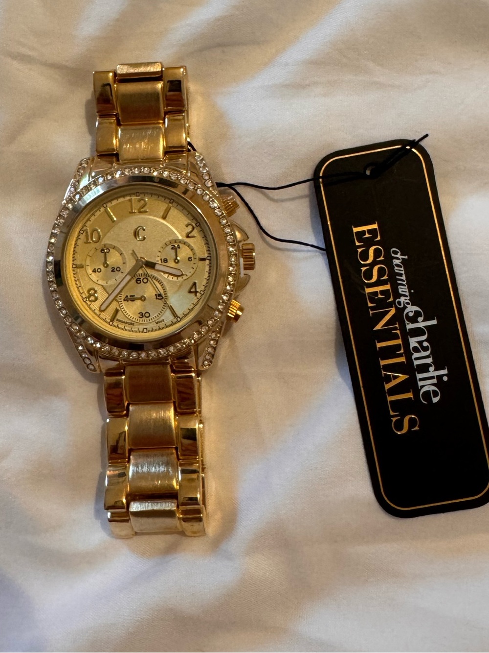 Charming Charlie Gold Tone Crystal Accent Watch NWT